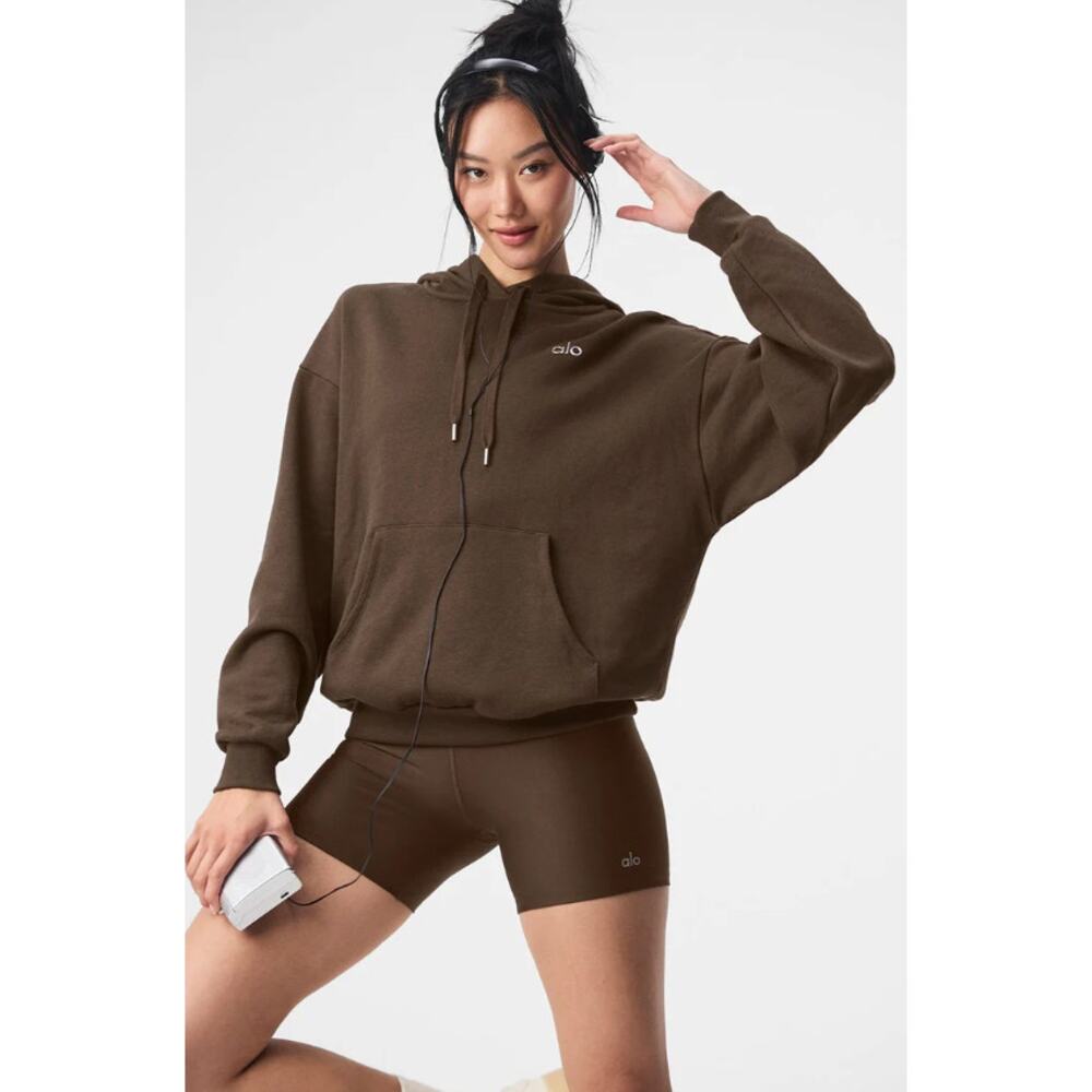 Alo Accolade Espresso Hoodie Pullover Sweater Size XXS